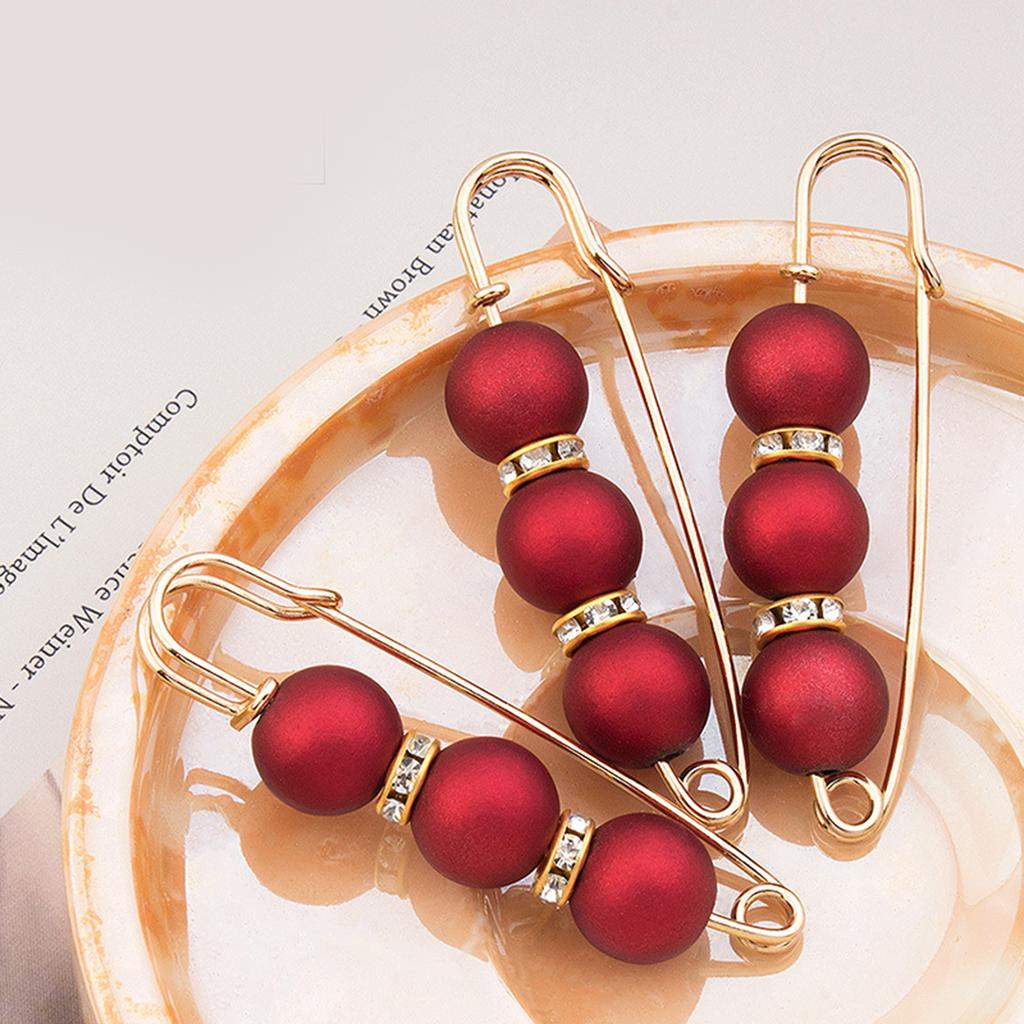3Pcs Pearl Waist Cincher No Slip Pin Adjustable Waistband Clips for Pants Skirts Safety Pins for Women