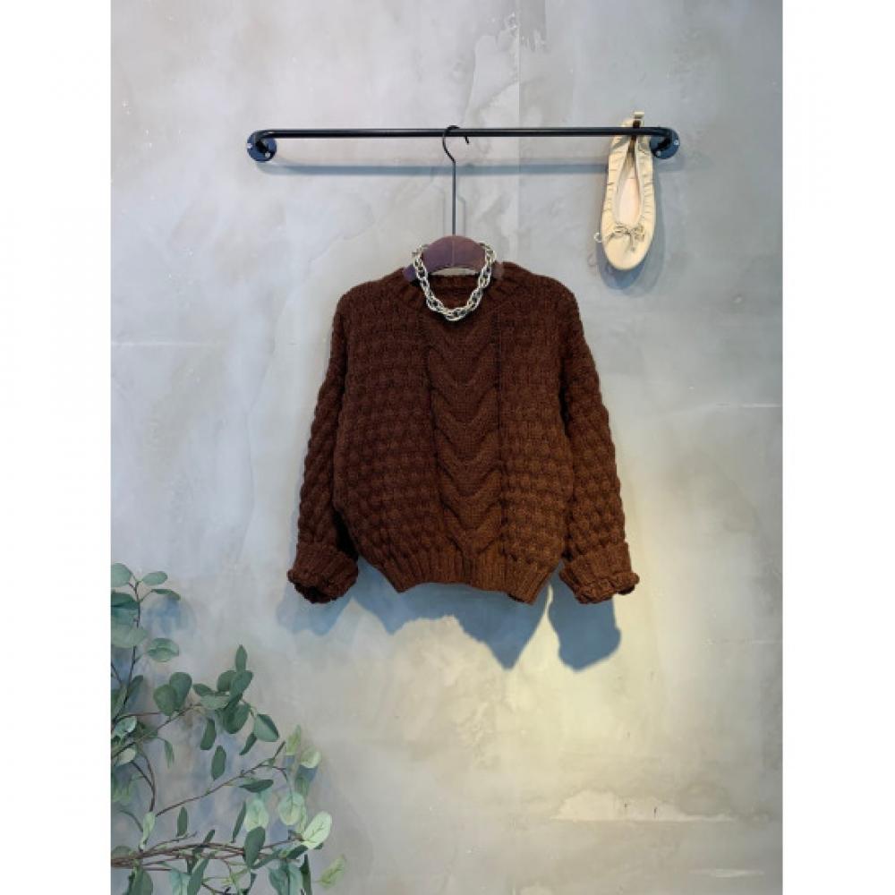 C S In The Room Cable Knit Round neCk Crop Knit 5Color C
