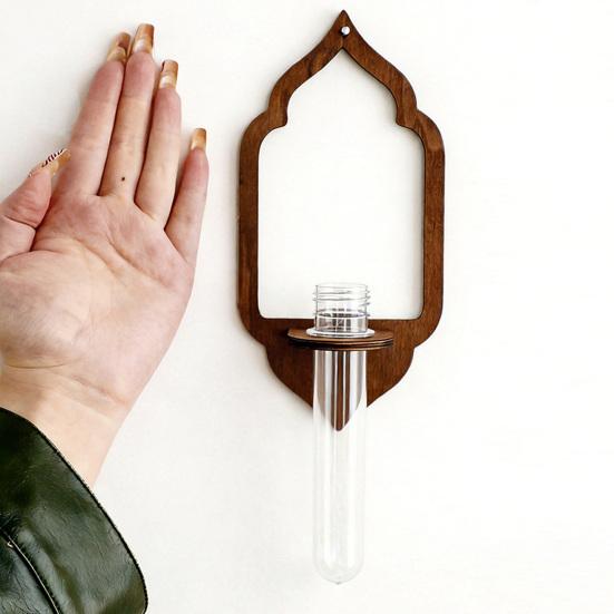 Plant Propagation Station Wall Hanging Wooden Shelf Plant Terrarium for Hydroponics Home Office Decor Air Plant Cutting Holder Propagate Test Tube for