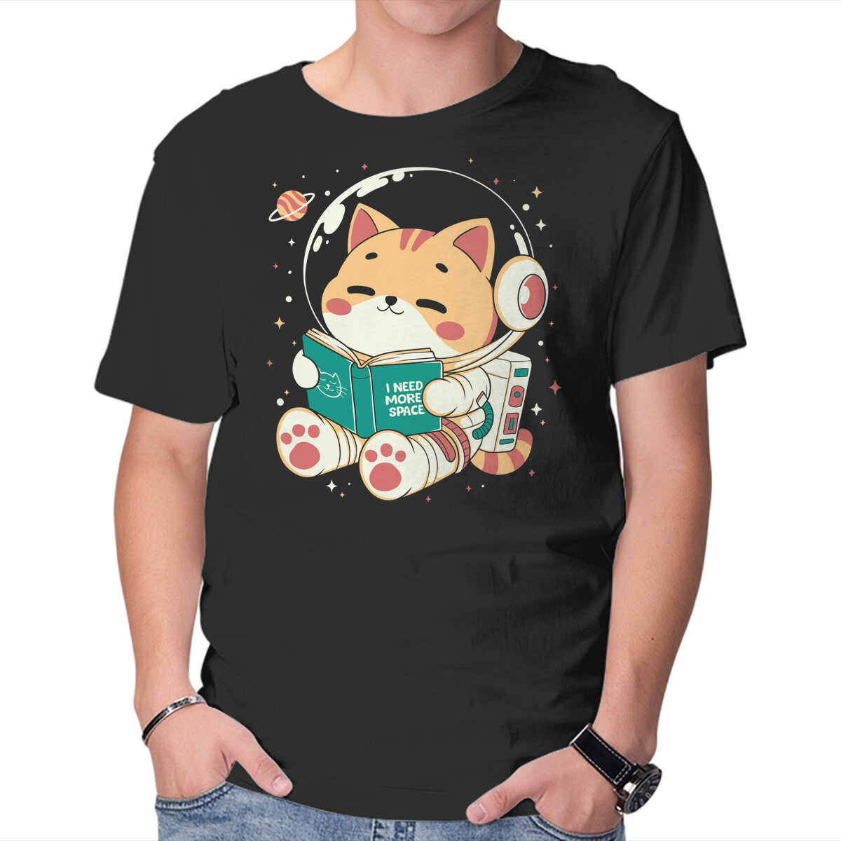 Unisex Crew Neck T-Shirt More Space Graphic Short Sleeve Casual Tee XXL