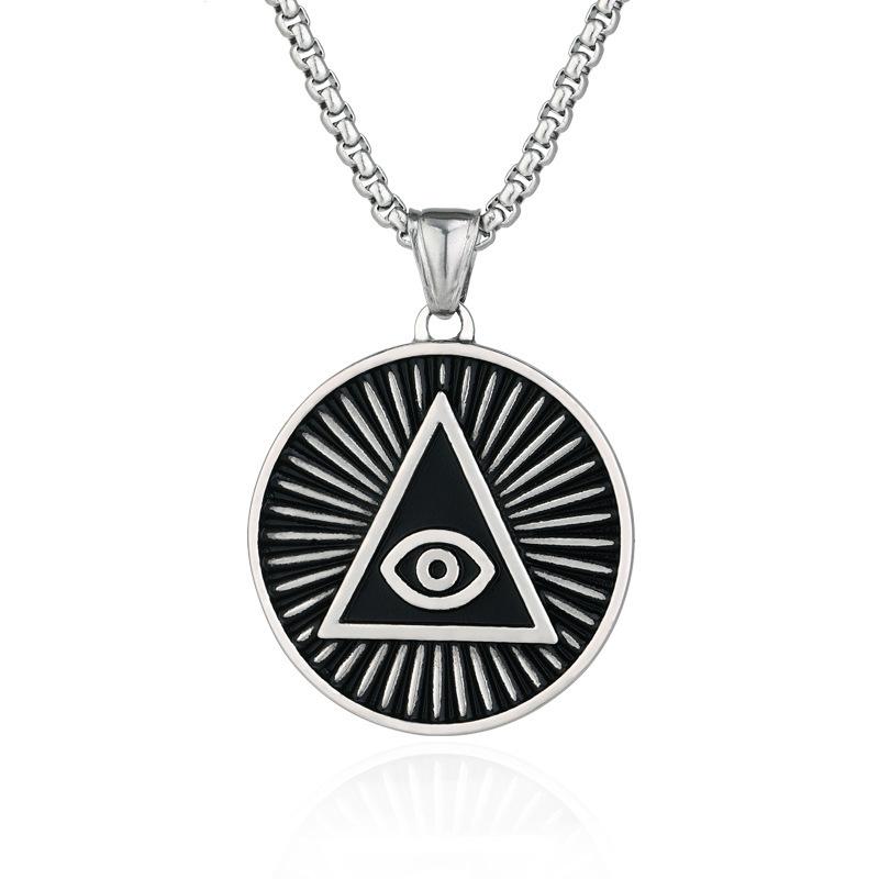 European and American New Exaggerated Necklace Popular Eye Pendant Steel Men Necklace Accessories