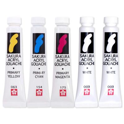 Sakura Crepas Paint Acrylic Gouache Three Primary Colors White Set of 2 AGW5W2 +