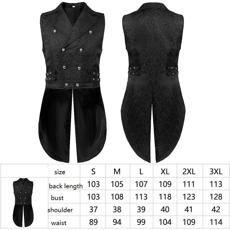 Men's Gothic Costume Set Black Medieval Gentleman Tailcoat Black Shirt Steampunk Halloween Vampire Cosplay Costume