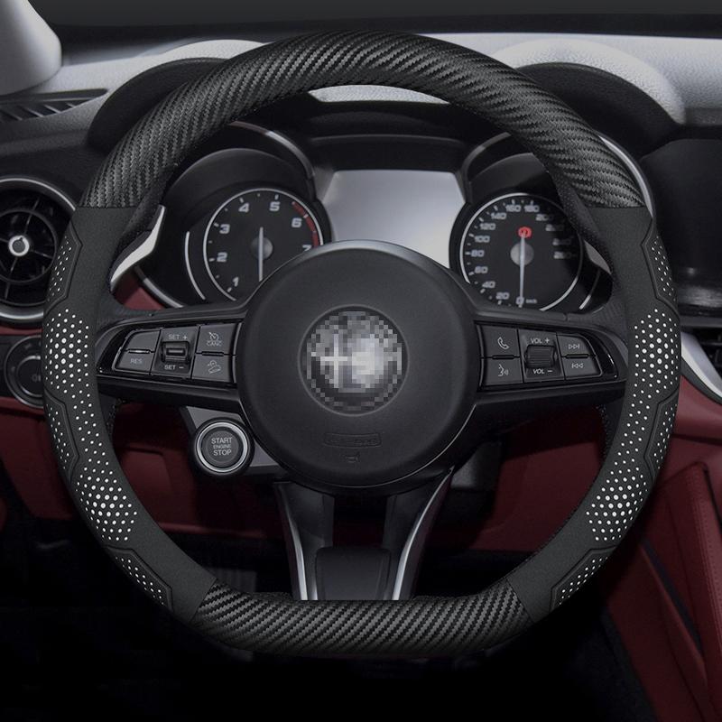 For Alfa Romeo Giulia Stelvio Giulietta 159 147 156 Mito Sportiva Carbon fiber Suede Car Steering Wheel Cover Auto Accessories