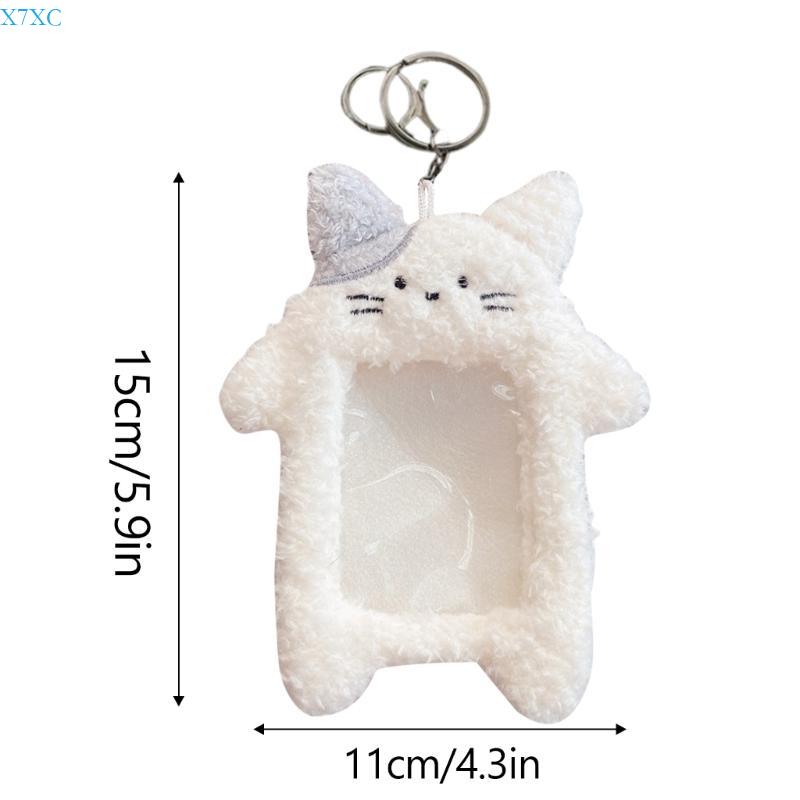 X7XC Cartoon Bear Card Cover Rabbit Credit Card Case Protective Sleeve with Keychains