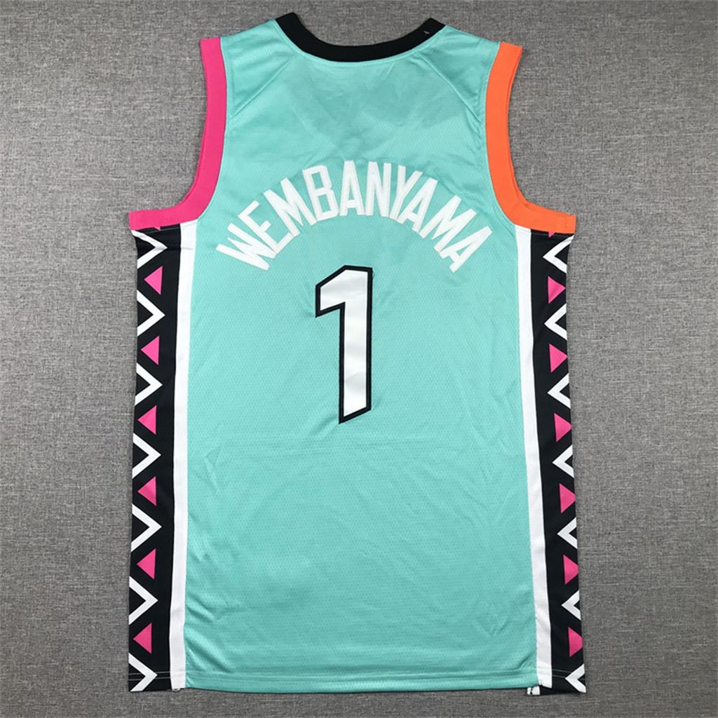 Camiseta de Baloncesto Bordada Spurs Wembanyama No.1 Uniforme de Entrenamiento