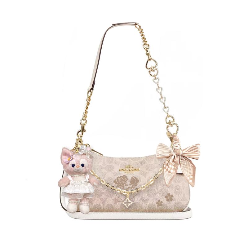 

COACH shoulder bag [Customized bag] Teri 24 classic presbyopic Logo zipper closure, pendant, scarf, bow, printing, extension Lin Shenwu basic style білий