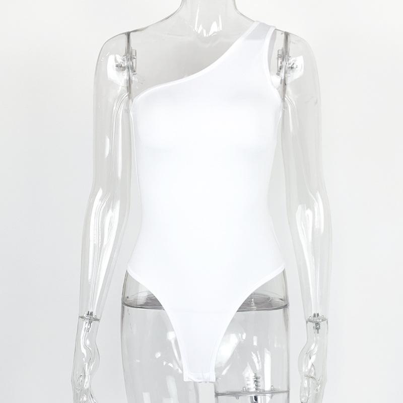 

Летний женский сексуальный комбинезон на одно плечо, приталенный крой, с открытой спиной и без рукавов, с наклонным вырезом L белый