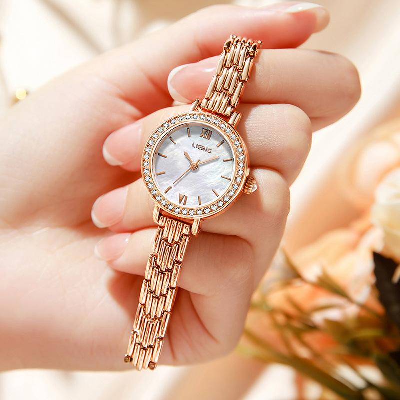 

Женские часы Fritillary Dial Diamond Ring Quartz Watch Niche Premium Watch Women серебряный