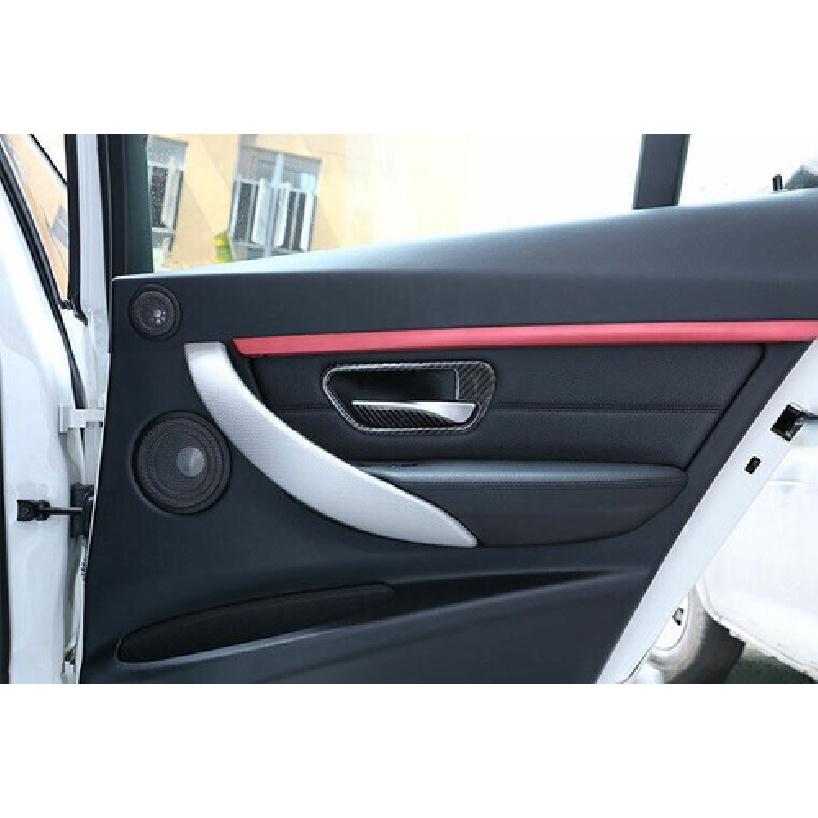 For BMW 3 4 Series GT 2013- Real Carbon Fiber Inner Door Handle Ring Trim