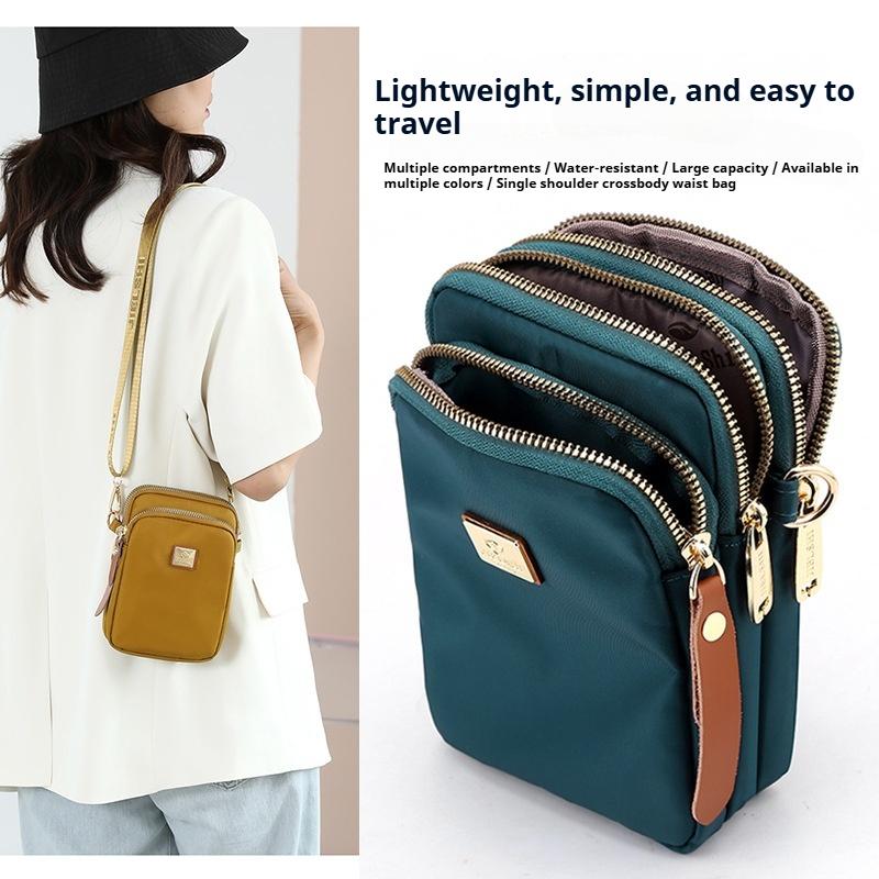 Fashion Women's Single Shoulder Backpack Trendy Shopping Nylon Cloth Bag New Crossbody Mobile Phone Bag Casual All-match Small Square Bag