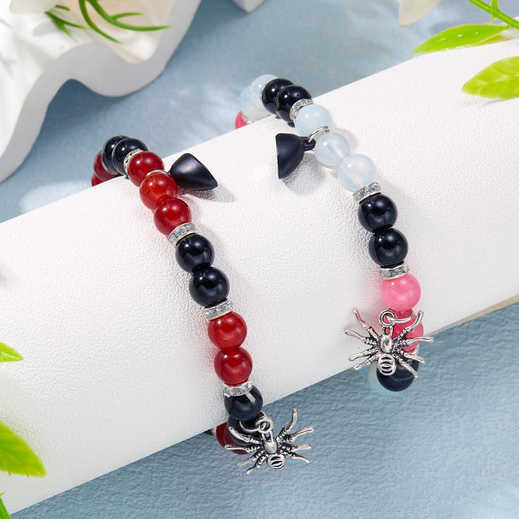 2P Halloween Couple Fashion Personality Spider Bead Elastic Bracelet Bracelet Date Travel Banquet Party Holiday Dressing Gift