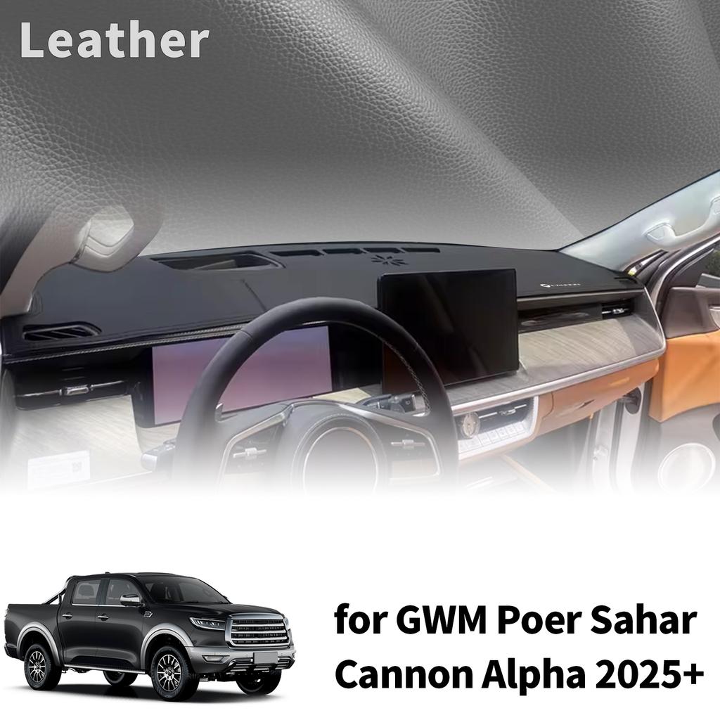 Pour GWM Poer Sahar Cannon Alpha 2025-2027 : Accessoires Auto - Tapis de Tableau de Bord Pare-Soleil - Housse de Protection en Cuir pour Tableau