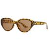 Fashion brown glasses retro cat eye sunglasses women's plain face whitening advanced sense UV protection sunglasses men