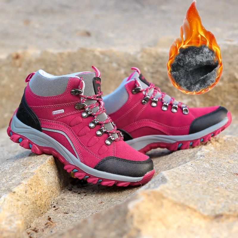 35-46 Paar Mode Plus Samt Warme High Top Baumwollschuhe Schneestiefel Plus Baumwolle Outdoor Wanderschuhe Wanderschuhe