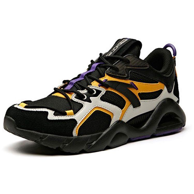 Anta Comfortable Shock Absorption Balance Lightweight Low Top Running Shoes Men Sneakers Black Purple 91945535-3