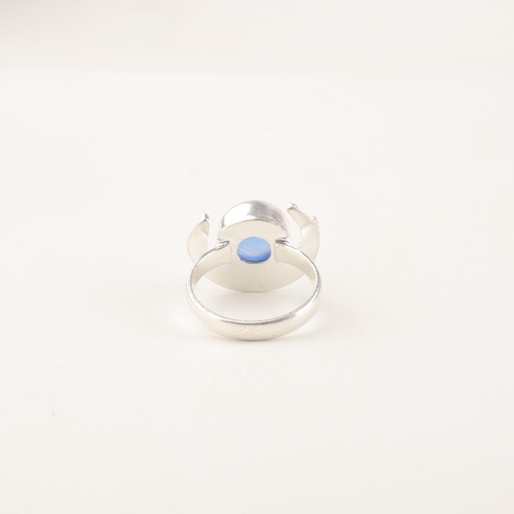 Natural Dark Blue Cat's Eye Gemstone 925 Sterling Silver Handmade Jewelry Ring RR-48-41