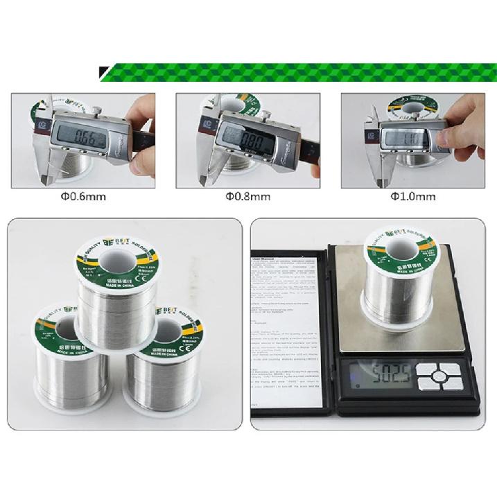 BESTES 500g/100g 0,3/0,4/0,5/0,6/0,8/1,0mm Hochreiner Lötdraht Mit Flussmittelkern, Geeignet für Verschiedene Elektronische Lötungen