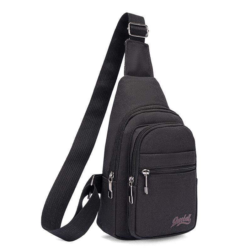 Men s Canvas Chest Bag Outdoor Riding Crossbody Bag Multifunctional Lightweight Mobile Phone Bag чёрный