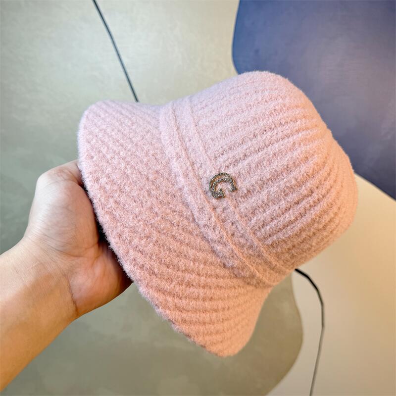 

Буквенная Полосатая Осенне-Зимняя Панама Женская Модная Панама Складная Зимняя Теплая и Ветрозащитная Adjustable розовый