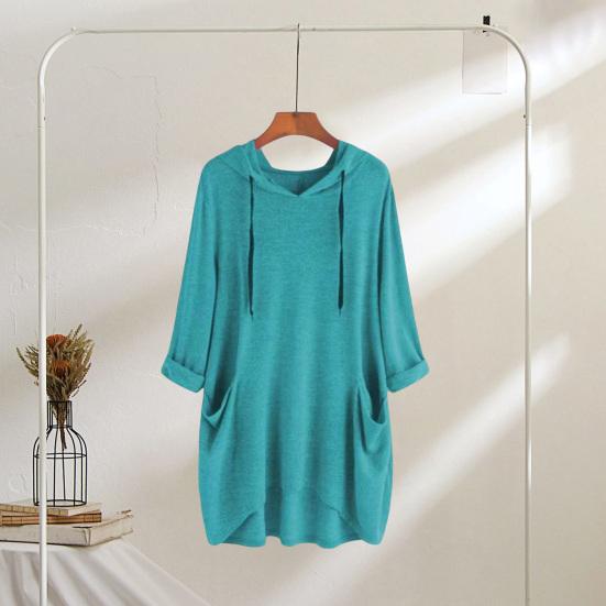 3/4 Sleeve Hoodies for Women Oversized Hooded Pullover Tops with Pockets Fall Casual Sweatshirt Outwear