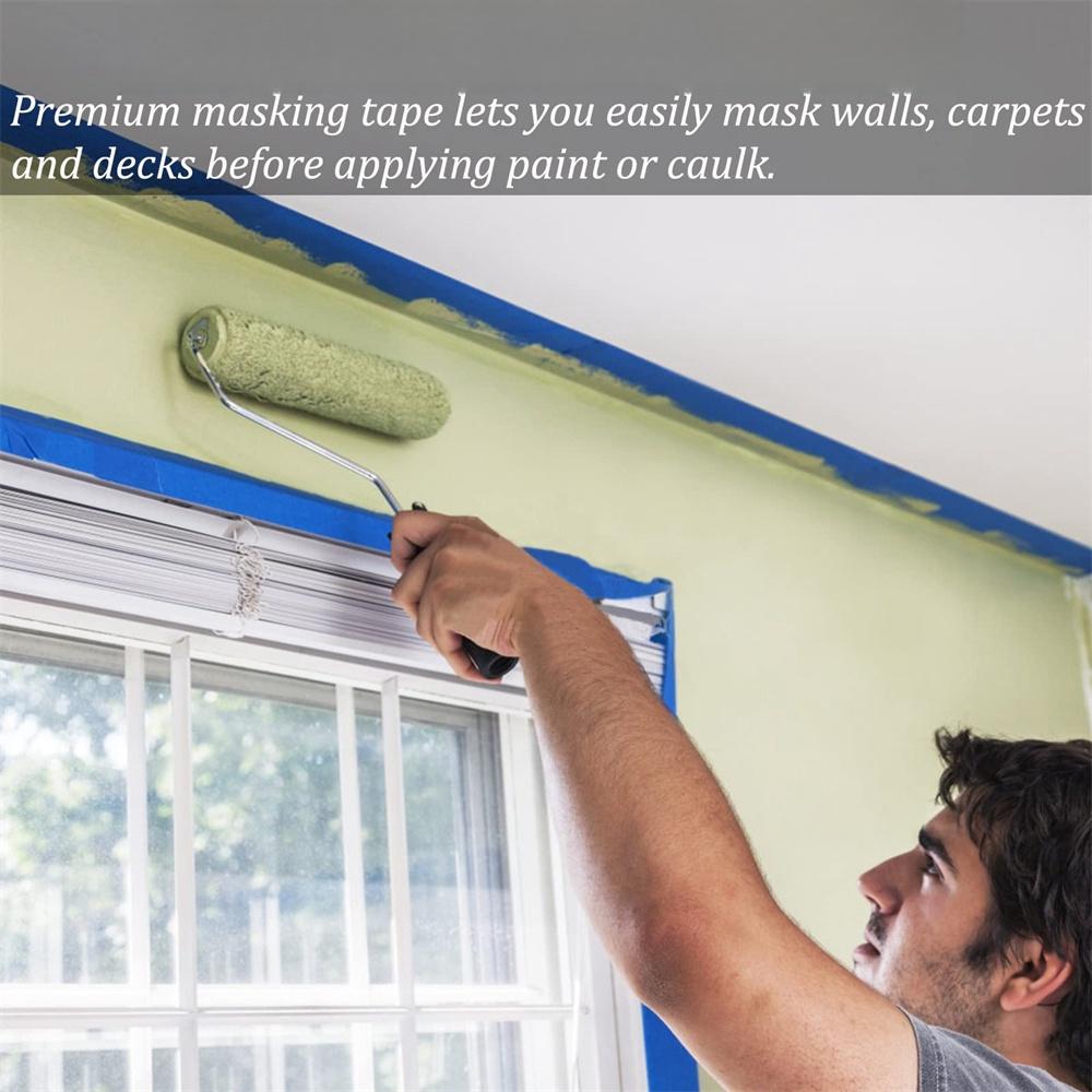 4 Rolls/Set Blue Heavy Duty Painter's Masking Tape Weather Resistant For Indoor Outdoor Painting Projects No Residue Left Tape