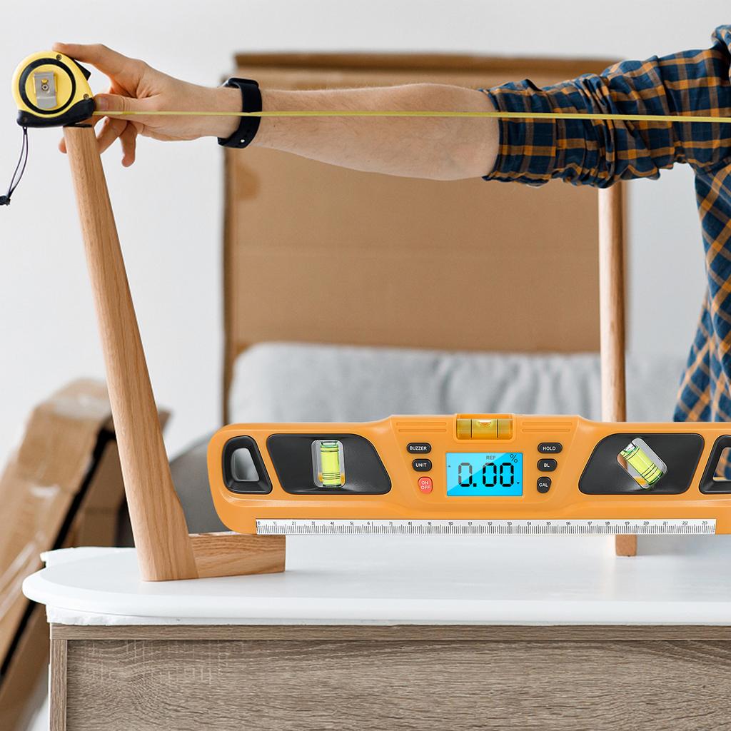 Digital Protractor LCD Display Stainless Steel Magnetic Level Multifunctional Angle Gauge Support