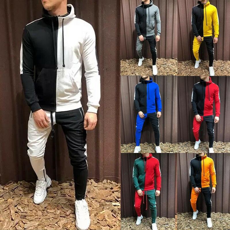 Stylish Men's Tracksuit Suit With Hoodie And Zipper Closure For Gym And Sports