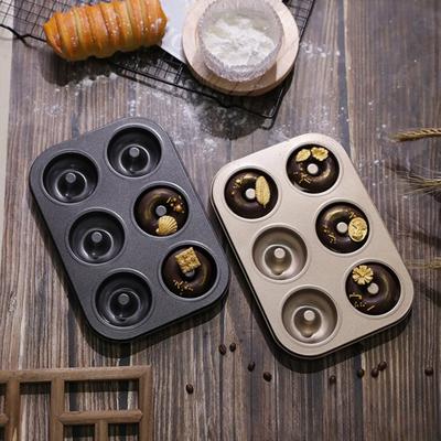 Donut Pişirme Kalıbı 6'lı Karbon Çelik Yapışmaz Donut Kalıbı Pişirme için Kolay Çıkarma Donut Kalıpları Kekler Muffinler Turtalar için Çok Fonksiyonlu Pişirme Kabı