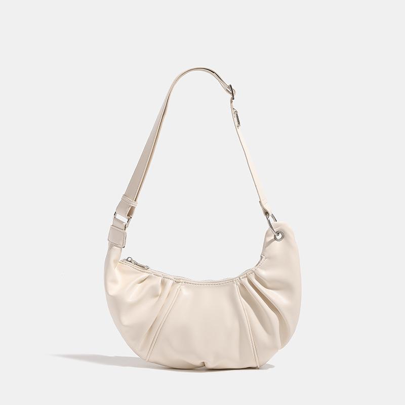 2024 Summer New Niche High-End Pleated Single-Shoulder Underarm Dumpling Bag, Fashionable Handheld Crossbody Cloud Bag, Versatile бежевый