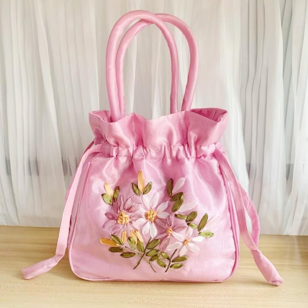Handbag Women's Bag Handbag Ethnic Style Embroidery Bag Mommy Bag Women's Bucket Bag Drawing Belt Hanfu Mobile Phone Bag