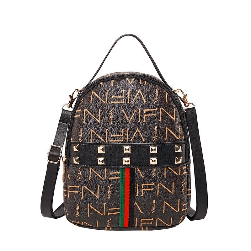 

IELGY Корейский стиль заклепки хит цвет маленький рюкзак принт универсальный сумка-мессенджер чёрный