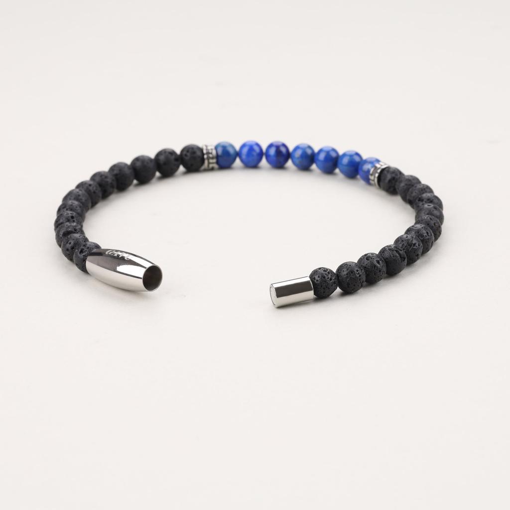 GAVU Men's Lapis Lazuli and Lava Stone Magnetic Power Stone Bracelet