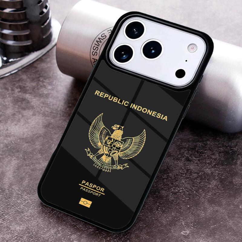 

Indonesia Passport Flag Map Phone Case for iPhone 17 16 15 Pro Max Air 14 13 12 11 Plus Shockproof Cover iPhone17 Pro Max