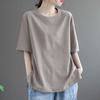 Minimalist Comfortable Summer 2024 Women's New Pullover O-Neck Patchwork Fashion Solid Loose Casual Short Sleeved T-Shirts Tops