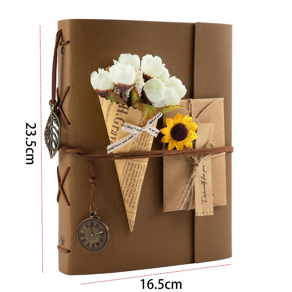 Scrapbook-Album mit 40 Seiten, Kraftpapier, Erinnerungsbuch, PU-Einband, Fotoalbum, Scrapbook, Reisealbum für Freunde, Geschenk