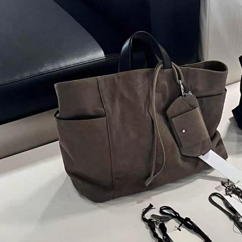 2025 Winter Oversized Canvas Tote Bag With Contrast Color Design Streetwear Chic Shoulder Handbag Daily Wear