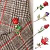 Hollow Crystal Red Rose Flower Korean Enamel Pin Women Rose Brooches Backpack Decoration Badges Pin