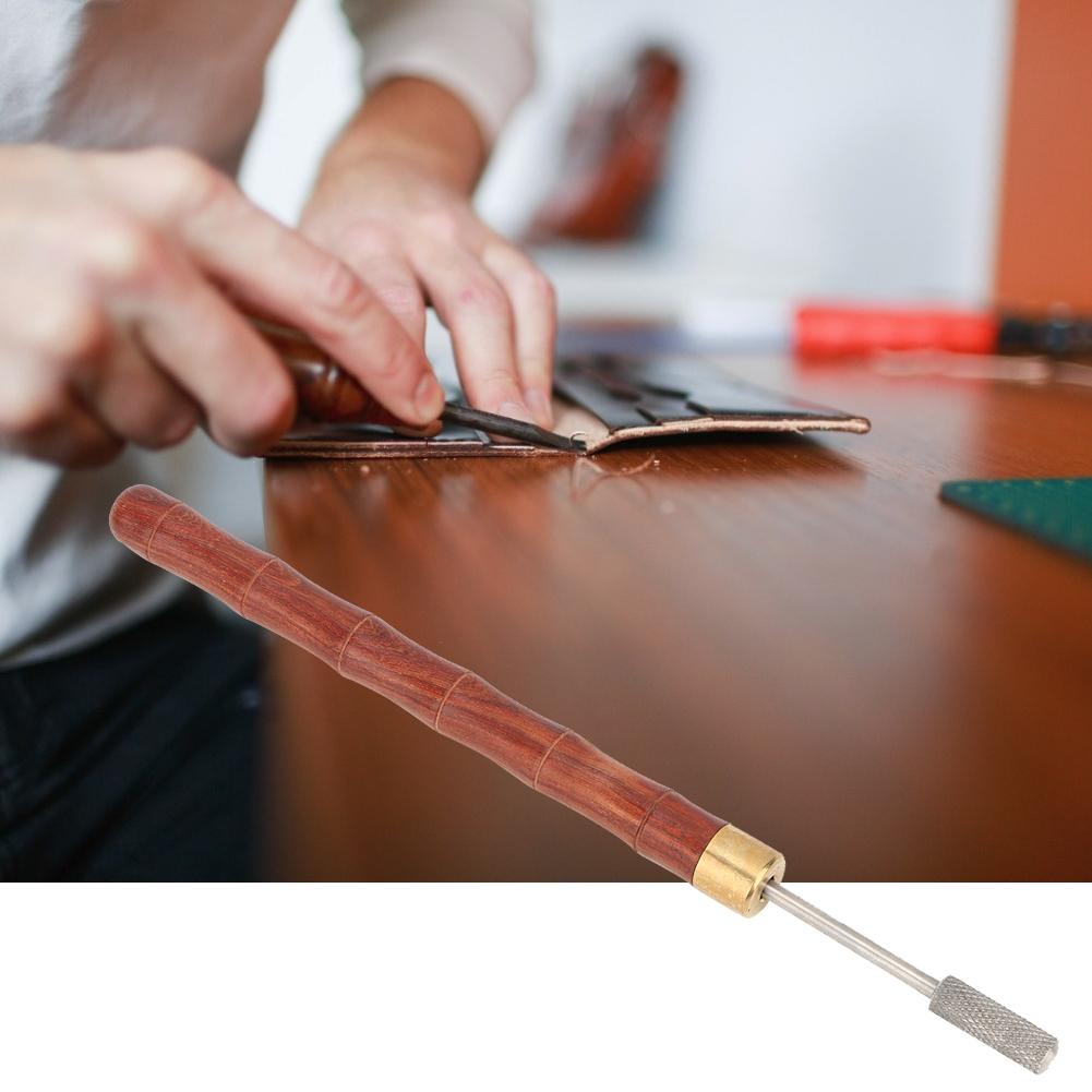 Sandalwood Handle Brass Head Leather DIY Craft Edge Dye Roller Oil Pen Belt Finisher (Red)