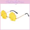 Trendy Frameless Gold Sunglasses With Resin Pink Lenses For Festival And Party Fashion