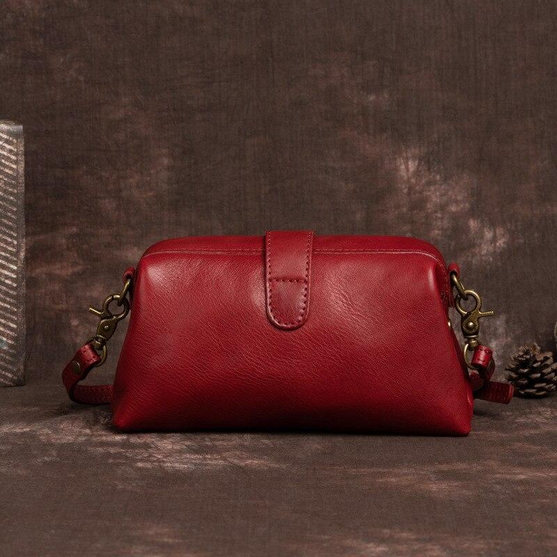 Johnature Ekte skinn Enkel Kvinner Liten Veske Fritid Naturlig mykt kuskinn Ensfarget Allsidige skulder- og kryssvesker