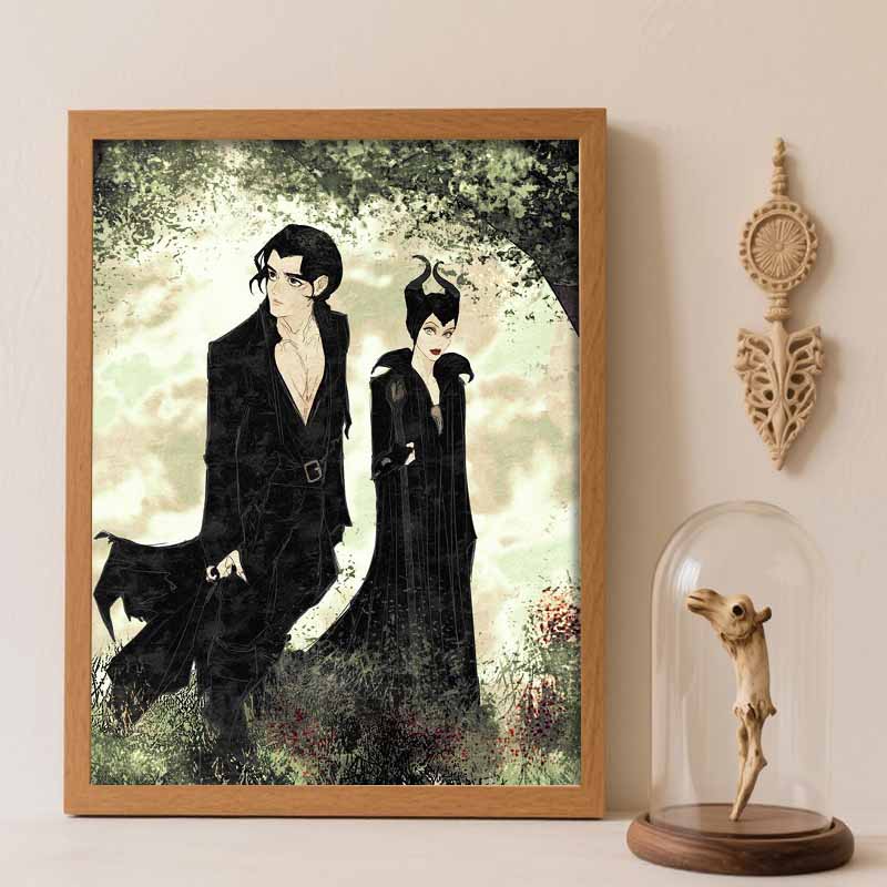 Disney Diamond Painting Kit Maleficent and Prince Charming 5D Diamond Art Home Decor Creative Handmade Gift Round 20x30cm