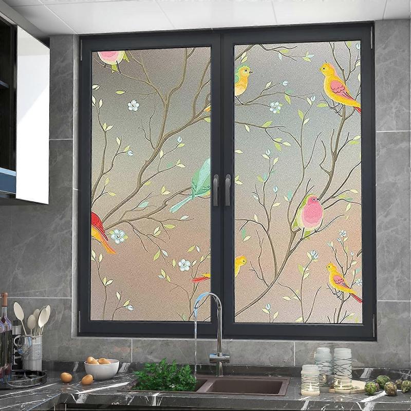 (45x300 CMElectrostatic Window Film Anti Peep Glass, Decorative, Blackout Anti-UV Frosted Opaque Glazing for Home Office Bedroom Kitchen