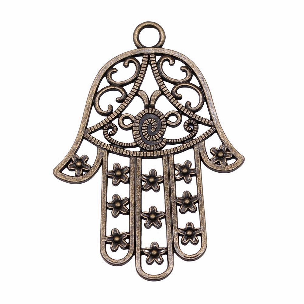 Alloy Hamsa Hand Charms Amulet Pendants For Good Luck Jewelry Making