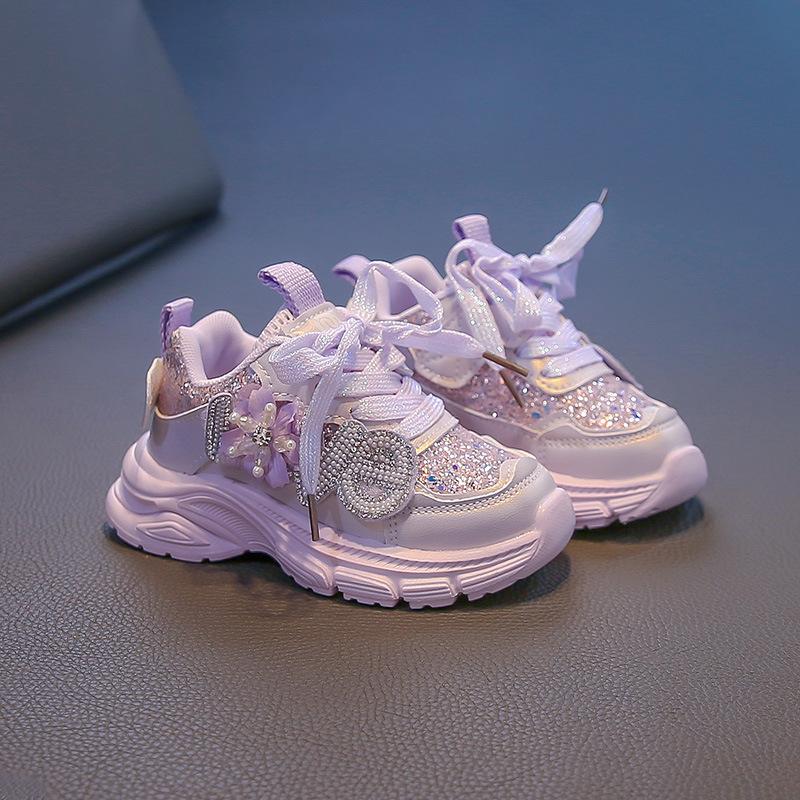 2025 Spring New Girls Sports Shoes Girls Shoes Soft Sole Non-slip Princess Shoes New Running Shoes Baby Shoes