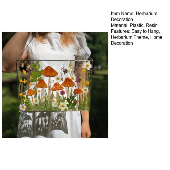 Wildblumenpilz Herbarium Hängende Dekoration Indoor Outdoor Garten Fenster Wandbehang Pilz gepresste Blume Kunst Ornament
