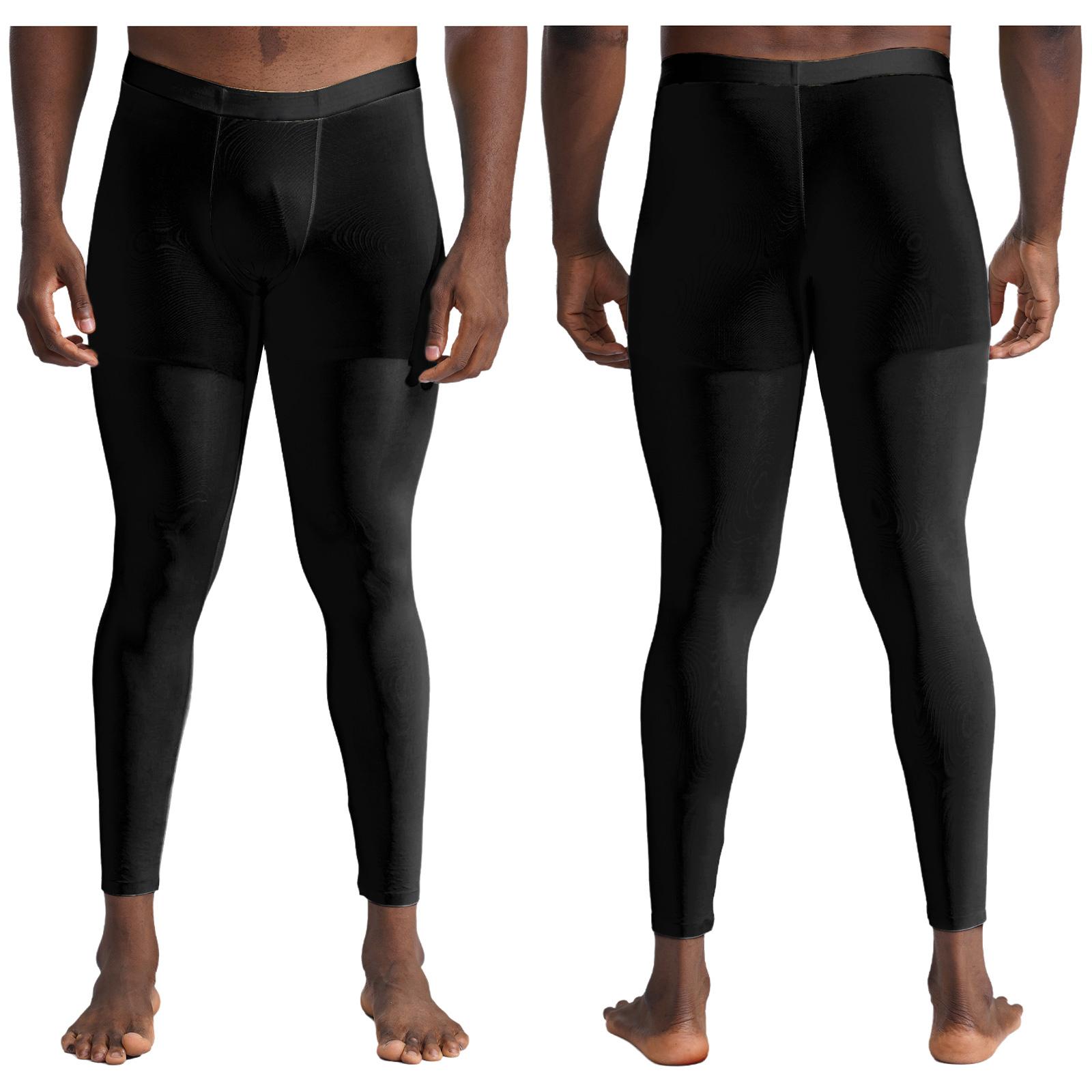 

Мужские шелковистые леггинсы для йоги, бесшовные, из эластичной ткани, спортивные штаны для спортзала M чёрный