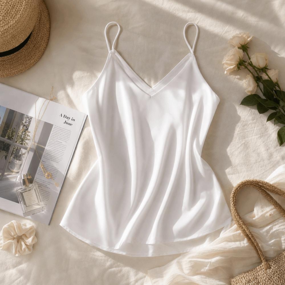 Stain Silk Spaghetti Strap Top V Neck Ladies' Base Vest Women Summer Camisole Women's Interior