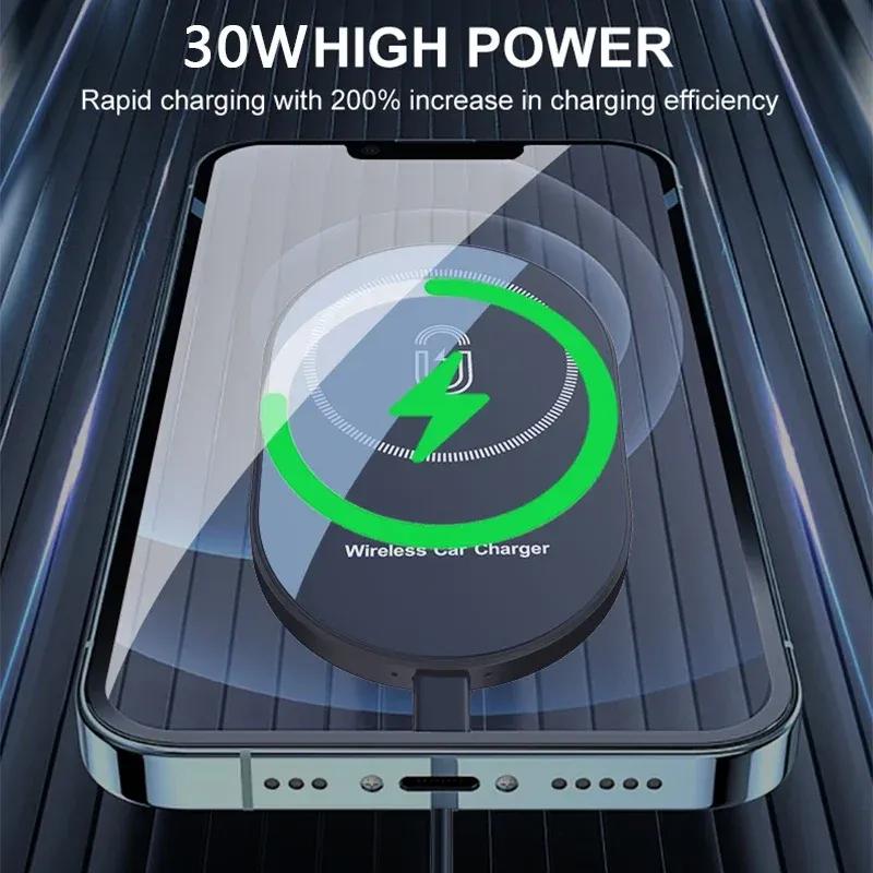 Upgradsed 30W Magnetic Car Wireless Chargers Air Vent Phone Holder for iPhone15 14 13 12 Pro Max Mini Car Fast Charging Station