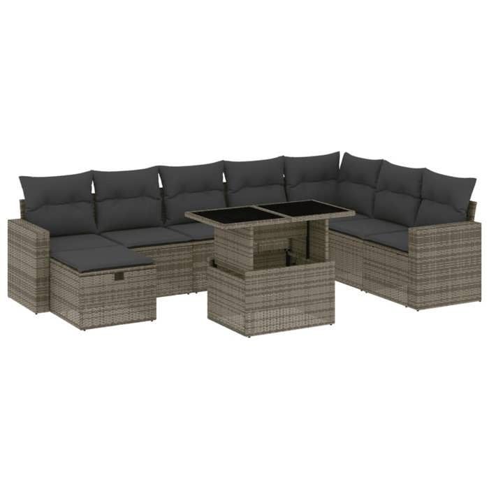 VidaXL Salon de jardin 9 pcs avec coussins gris résine tressée 3274870
